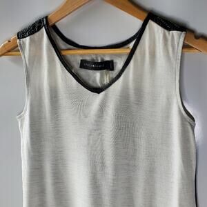 Stella & Jamie paneled leather detail sleeveless top Small Excellent condition